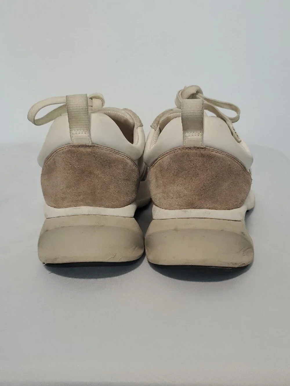 Tory Burch Cream and Taupe Suede-Trim Athletic Sneakers